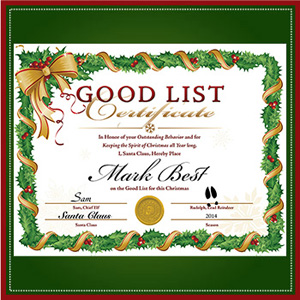 Santa's Good List Certificate - $6