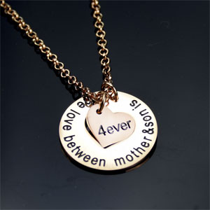 Mother & Son Necklace with Heart Charm- $14.50 with Free Shipping