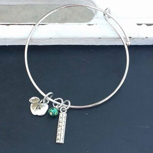 Teacher Appreciation Initial Bangle Bracelet- $9 with Free Shipping