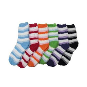 Cozy Fuzzy Striped Socks- 6 Pack- $12 with Free Shipping